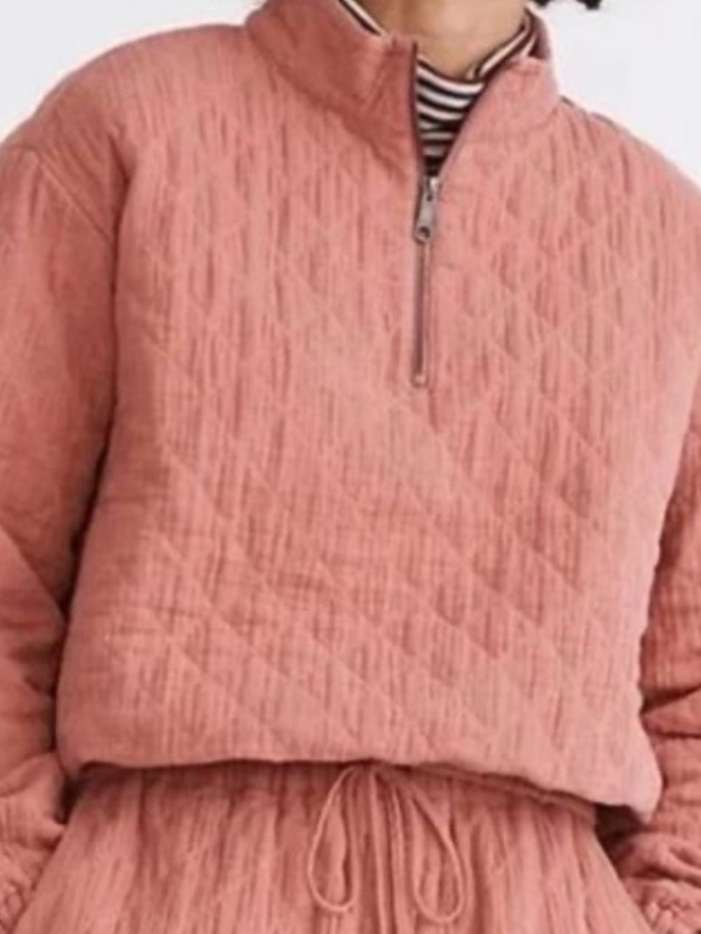 Madewell Quilted Pullover Jacket in Dusty Rose